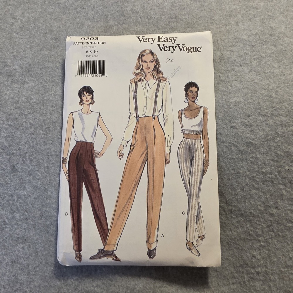 Vogue Very Easy Very Vogue 9203 Women's Pants Sewing Pattern Sz 6-8-10 Vintage